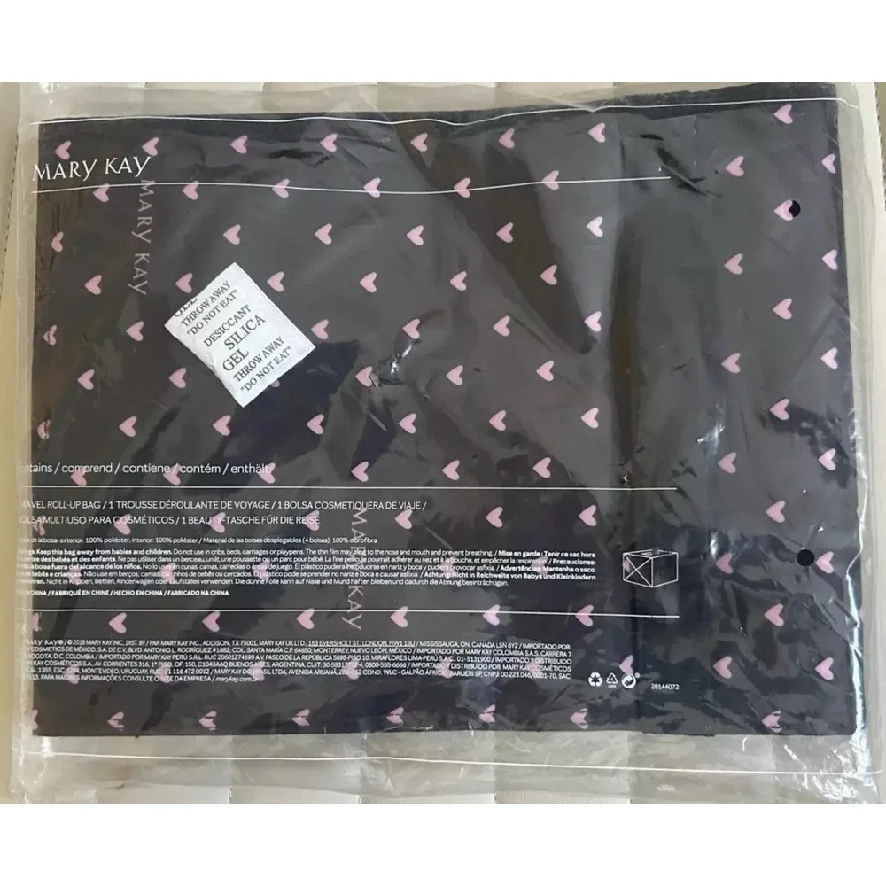 Mary Kay Travel Roll Up Bag Organizer Only (UNFILLED) Black w/Pink Hearts NEW